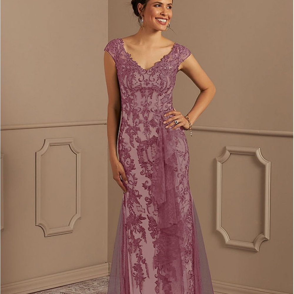 Azazie Plum Lace Maxi Dress